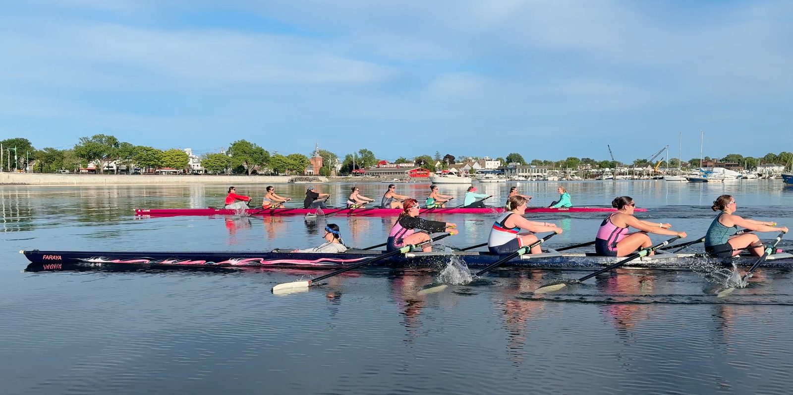 CIR crews lined up side by side on the water